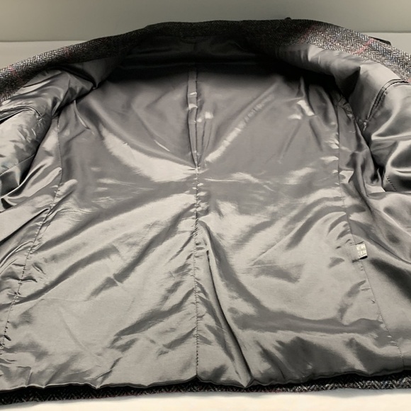 EATON Pure Virgin Wool Blazer Size 44 Regular Chevron Pattern Colour Charcoal - Picture 3 of 14